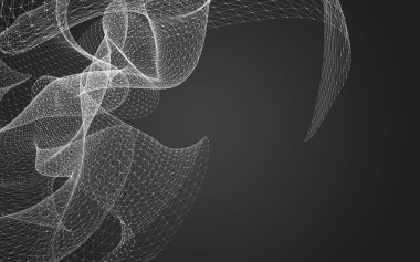 Çokgen alanı düşük Poli koyu arka plan, 3d render