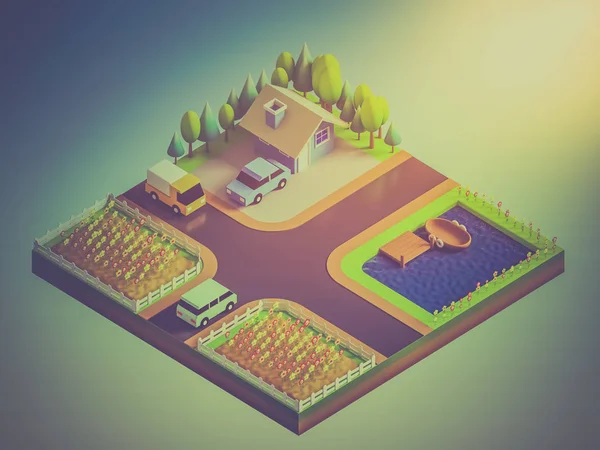 Green earth concept in isometric view — Stock Photo, Image