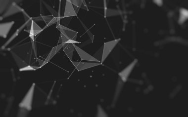 Çokgen alanı düşük Poli koyu arka plan, 3d render