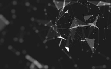 Çokgen alanı düşük Poli koyu arka plan, 3d render