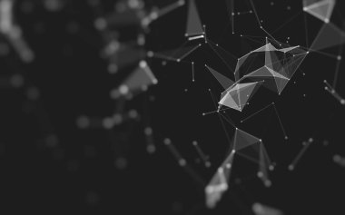 Çokgen alanı düşük Poli koyu arka plan, 3d render