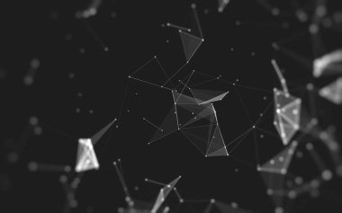 Çokgen alanı düşük Poli koyu arka plan, 3d render