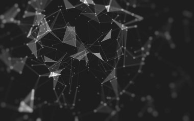 Çokgen alanı düşük Poli koyu arka plan, 3d render