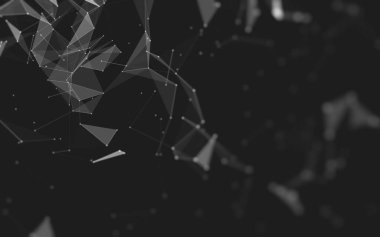 Çokgen alanı düşük Poli koyu arka plan, 3d render