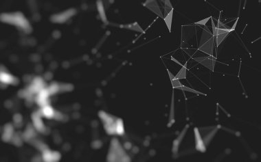 Çokgen alanı düşük Poli koyu arka plan, 3d render