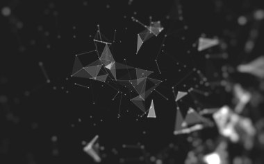 Çokgen alanı düşük Poli koyu arka plan, 3d render