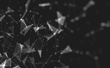 Çokgen alanı düşük Poli koyu arka plan, 3d render