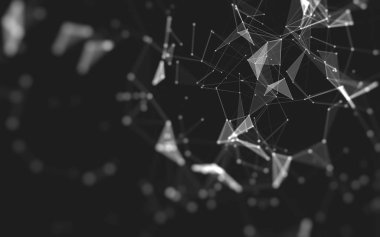 Çokgen alanı düşük Poli koyu arka plan, 3d render