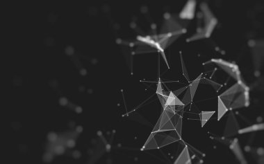 Çokgen alanı düşük Poli koyu arka plan, 3d render