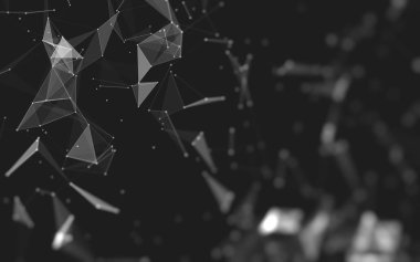 Çokgen alanı düşük Poli koyu arka plan, 3d render