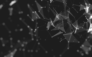 Çokgen alanı düşük Poli koyu arka plan, 3d render