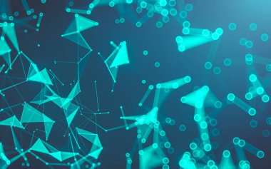 Çokgen alanı düşük Poli koyu arka plan, 3d render