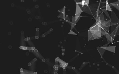 Çokgen alanı düşük Poli koyu arka plan, 3d render