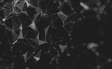 Çokgen alanı düşük Poli koyu arka plan, 3d render