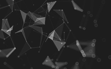 Çokgen alanı düşük Poli koyu arka plan, 3d render