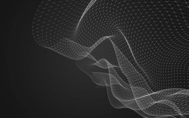 Çokgen alanı düşük Poli koyu arka plan, 3d render