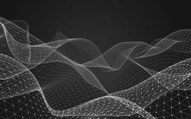 Çokgen alanı düşük Poli koyu arka plan, 3d render