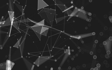 Çokgen alanı düşük Poli koyu arka plan, 3d render