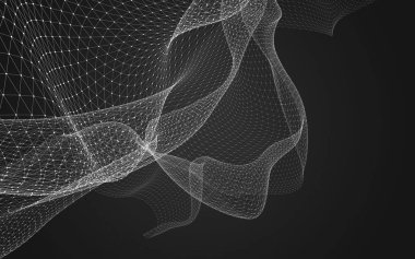 Çokgen alanı düşük Poli koyu arka plan, 3d render