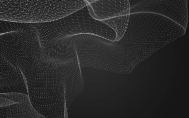 Çokgen alanı düşük Poli koyu arka plan, 3d render