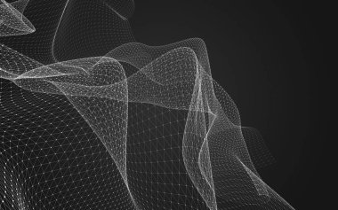 Çokgen alanı düşük Poli koyu arka plan, 3d render