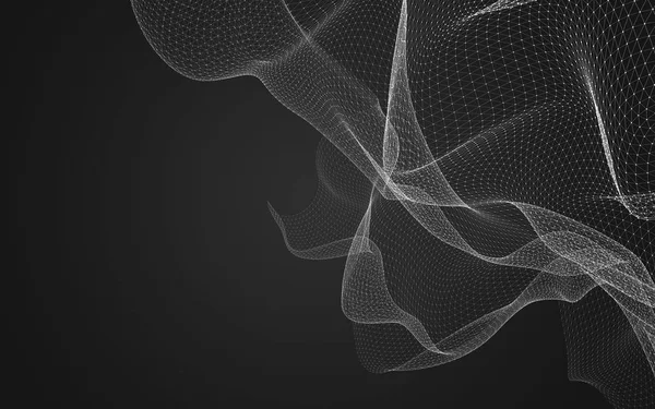 Çokgen alanı düşük Poli koyu arka plan, 3d render