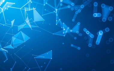 Çokgen alanı düşük Poli koyu arka plan, 3d render