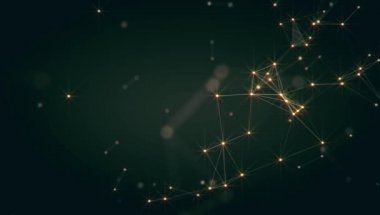 Soyut arkaplan. Çokgen şekilli molekül teknolojisi, noktaları ve çizgileri birleştiriyor. Bağlantı yapısı. Büyük veri görselleştirmesi. 