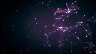 Soyut arkaplan. Çokgen şekilli molekül teknolojisi, noktaları ve çizgileri birleştiriyor. Bağlantı yapısı. Büyük veri görselleştirmesi. 