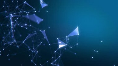 Soyut arkaplan. Çokgen şekilli molekül teknolojisi, noktaları ve çizgileri birleştiriyor. Bağlantı yapısı. Büyük veri görselleştirmesi. 