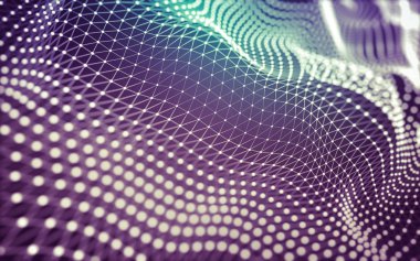 Soyut arkaplan. Çokgen şekilli molekül teknolojisi, noktaları ve çizgileri birleştiriyor. Bağlantı yapısı. Büyük veri görselleştirmesi.