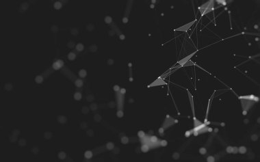 Soyut arkaplan. Çokgen şekilli molekül teknolojisi, noktaları ve çizgileri birleştiriyor. Bağlantı yapısı. Büyük veri görselleştirmesi. 