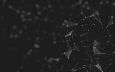 Soyut arkaplan. Çokgen şekilli molekül teknolojisi, noktaları ve çizgileri birleştiriyor. Bağlantı yapısı. Büyük veri görselleştirmesi. 
