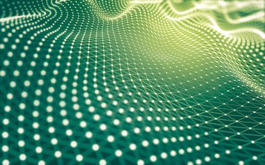 Soyut arkaplan. Çokgen şekilli molekül teknolojisi, noktaları ve çizgileri birleştiriyor. Bağlantı yapısı. Büyük veri görselleştirmesi.