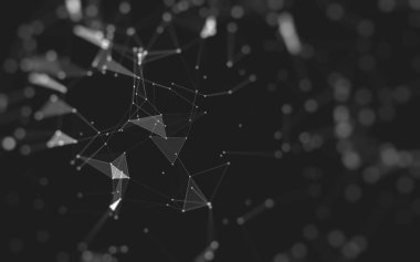 Soyut arkaplan. Çokgen şekilli molekül teknolojisi, noktaları ve çizgileri birleştiriyor. Bağlantı yapısı. Büyük veri görselleştirmesi. 