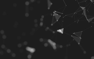 Soyut arkaplan. Çokgen şekilli molekül teknolojisi, noktaları ve çizgileri birleştiriyor. Bağlantı yapısı. Büyük veri görselleştirmesi. 