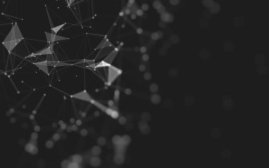 Soyut arkaplan. Çokgen şekilli molekül teknolojisi, noktaları ve çizgileri birleştiriyor. Bağlantı yapısı. Büyük veri görselleştirmesi. 