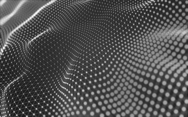 Soyut arkaplan. Çokgen şekilli molekül teknolojisi, noktaları ve çizgileri birleştiriyor. Bağlantı yapısı. Büyük veri görselleştirmesi. 