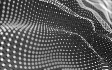 Soyut arkaplan. Çokgen şekilli molekül teknolojisi, noktaları ve çizgileri birleştiriyor. Bağlantı yapısı. Büyük veri görselleştirmesi. 