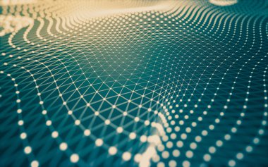 Soyut arkaplan. Çokgen şekilli molekül teknolojisi, noktaları ve çizgileri birleştiriyor. Bağlantı yapısı. Büyük veri görselleştirmesi.