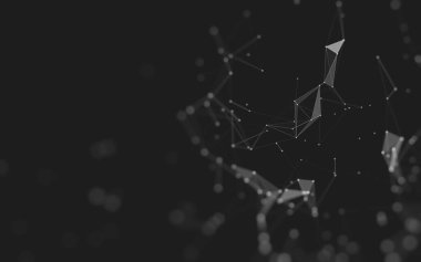 Soyut arkaplan. Çokgen şekilli molekül teknolojisi, noktaları ve çizgileri birleştiriyor. Bağlantı yapısı. Büyük veri görselleştirmesi. 