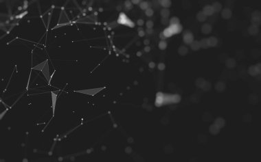 Soyut arkaplan. Çokgen şekilli molekül teknolojisi, noktaları ve çizgileri birleştiriyor. Bağlantı yapısı. Büyük veri görselleştirmesi. 