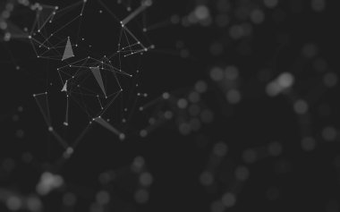 Soyut arkaplan. Çokgen şekilli molekül teknolojisi, noktaları ve çizgileri birleştiriyor. Bağlantı yapısı. Büyük veri görselleştirmesi. 