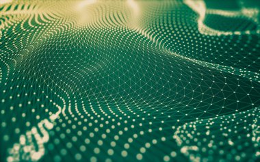 Soyut arkaplan. Çokgen şekilli molekül teknolojisi, noktaları ve çizgileri birleştiriyor. Bağlantı yapısı. Büyük veri görselleştirmesi.