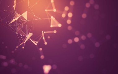 Soyut arkaplan. Çokgen şekilli molekül teknolojisi, noktaları ve çizgileri birleştiriyor. Bağlantı yapısı. Büyük veri görselleştirmesi.