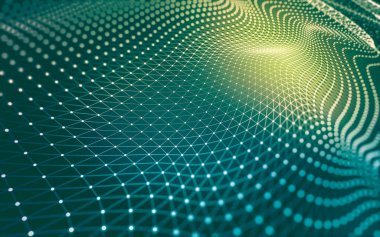 Soyut arkaplan. Çokgen şekilli molekül teknolojisi, noktaları ve çizgileri birleştiriyor. Bağlantı yapısı. Büyük veri görselleştirmesi.