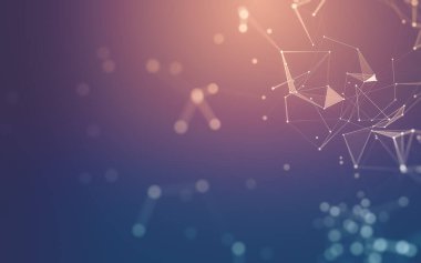 Soyut arkaplan. Çokgen şekilli molekül teknolojisi, noktaları ve çizgileri birleştiriyor. Bağlantı yapısı. Büyük veri görselleştirmesi.