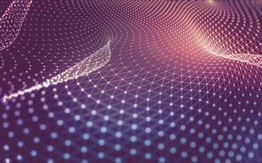 Soyut arkaplan. Çokgen şekilli molekül teknolojisi, noktaları ve çizgileri birleştiriyor. Bağlantı yapısı. Büyük veri görselleştirmesi.