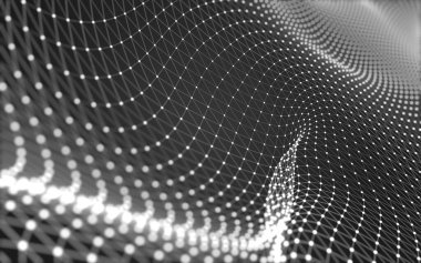 Soyut arkaplan. Çokgen şekilli molekül teknolojisi, noktaları ve çizgileri birleştiriyor. Bağlantı yapısı. Büyük veri görselleştirmesi. 