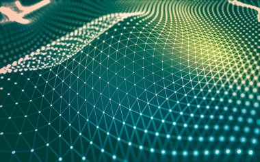 Soyut arkaplan. Çokgen şekilli molekül teknolojisi, noktaları ve çizgileri birleştiriyor. Bağlantı yapısı. Büyük veri görselleştirmesi.